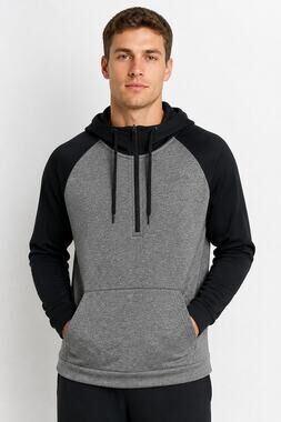 Nike Men’s Gray and Black Dri-Fit Half Zip Hoodie S
